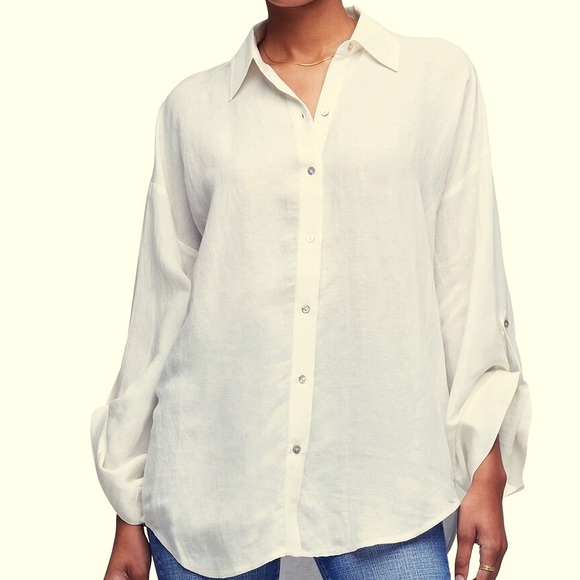 L'AGENCE Tops - L'AGENCE Cream Button-Down Shirt